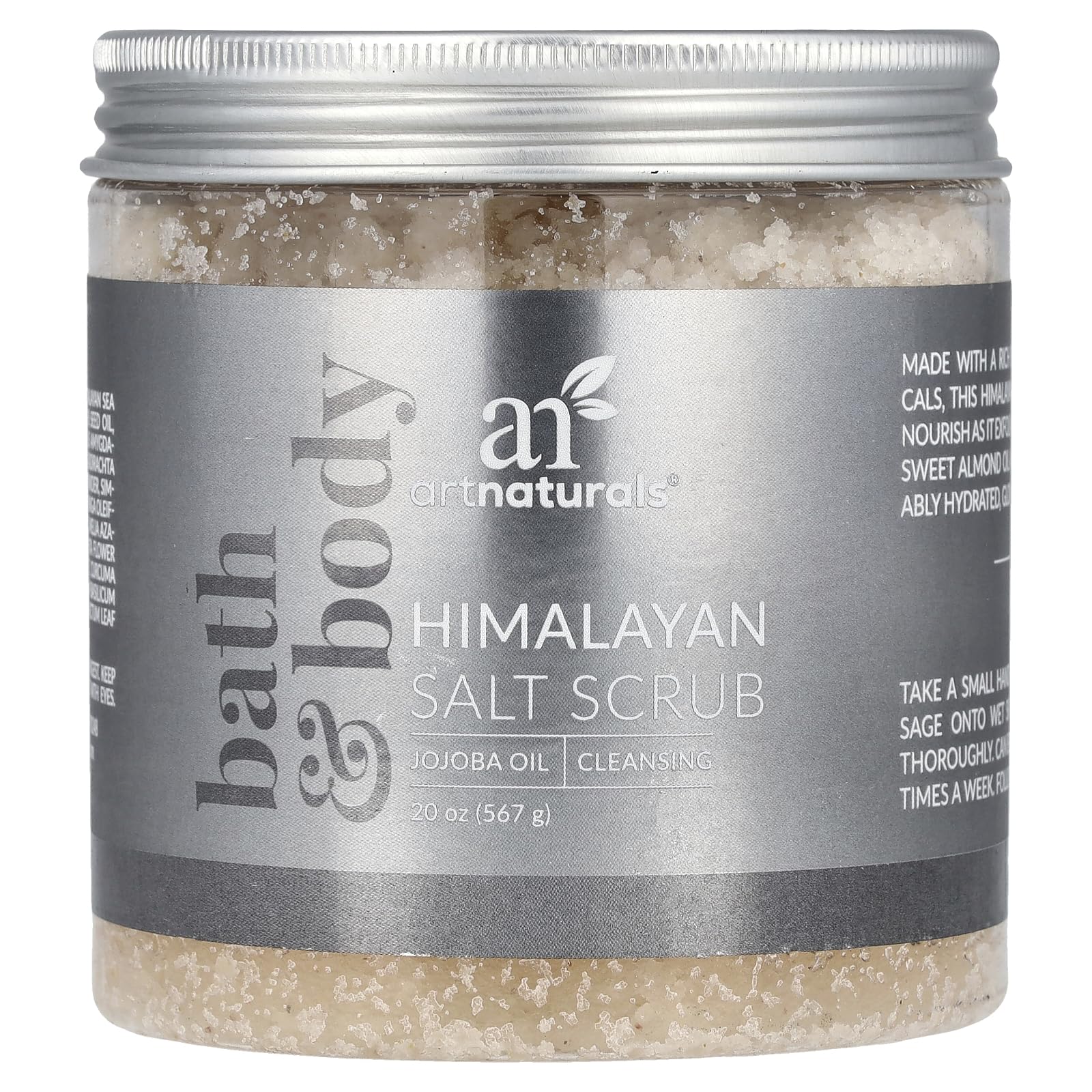ArtNaturals Himalayan Salt Body and Face Scrub - (20 Oz / 567g) - Deep Cellulite Cleansing Exfoliator with Sugar, Shea Butter, Exfoliating Dead Sea - Natural Pink for Hand, Skin and Facial.