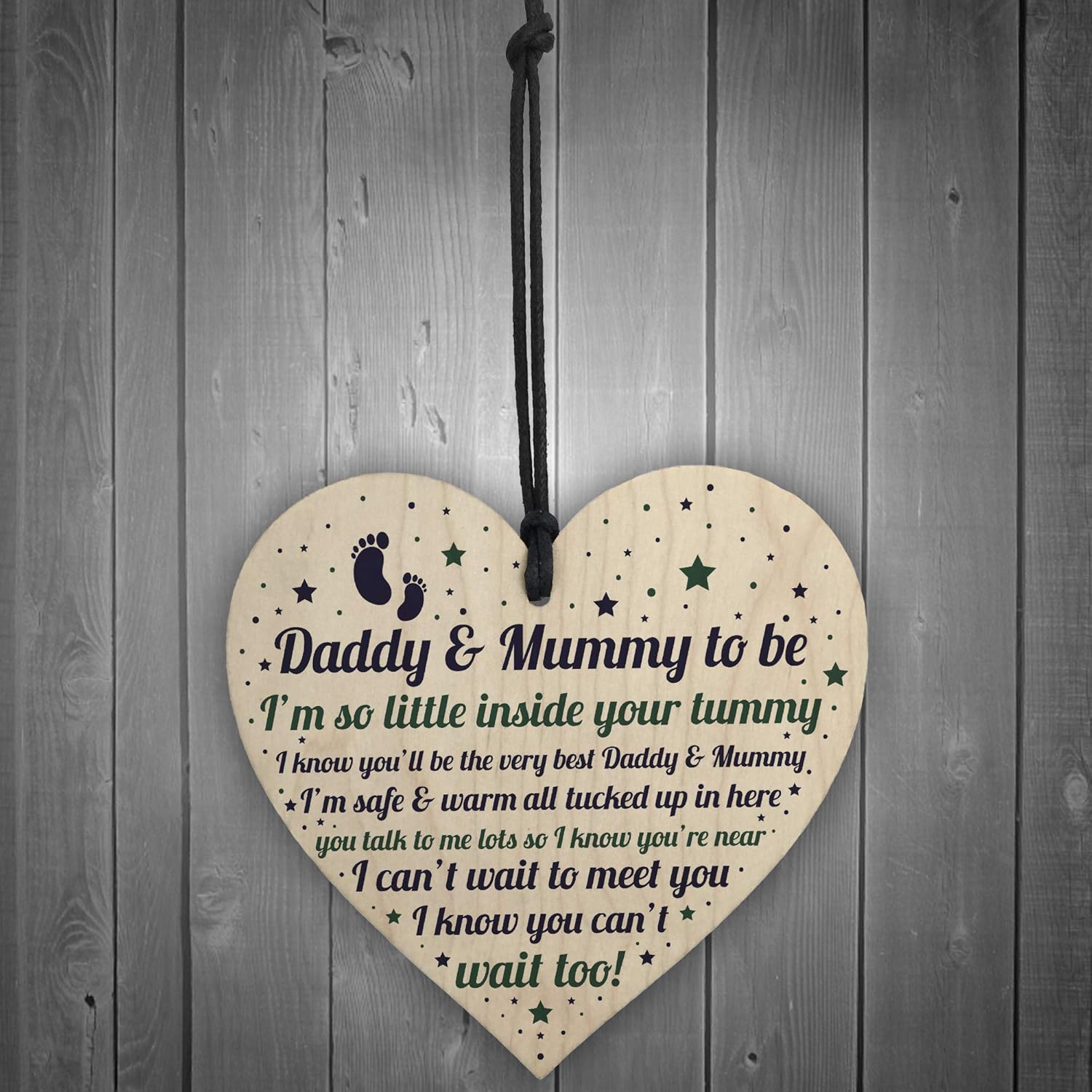 RED OCEAN Mummy To Be Card Gift Daddy To Be Card Gift Wooden Heart Baby Keepsake Gift Baby Shower Present - Image 3