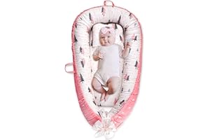 Mestron Baby Nest Cover for Baby 0-12M, Newborn Lounger Cover Bassinet Mattress Cover, Adjustable Soft Floor Seat Cover for Baby Girls & Boys (Pink)