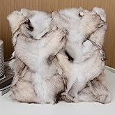 Mibathni Luxury Fox Skin Fur Throw Pillow Covers Patchwork Natural Fox Fluffy Throw Pillow Case Decorative Cushion Cover for Couch Bedroom Car 18''x18'' Light Gray
