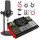 neculogy Podcast Equipment Bundle - All-in-One Audio Mixer Production Studio with 3.5mm Microphone for Live Streaming, Podcast Recording, PC, Smartphone &amp; DJ (Model: G9-PKPRO DJ Mixer
