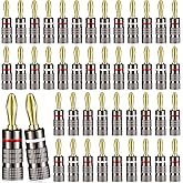 Konohan 20 Pairs/ 40 Pcs Banana Plugs, 4mm Gold Plated, Dual Screw Lock, Compatible with Speaker, Audio/Video Receiver, Amplifier, Home Theater