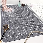 Mofonky Shower Mat Non Slip: 47.2 x 31.5 Inch Extra Large TPE Shower Mats for Inside Shower - Anti Slip Shower Stall Matt with Drain Hole and Suction Cups for Elderly