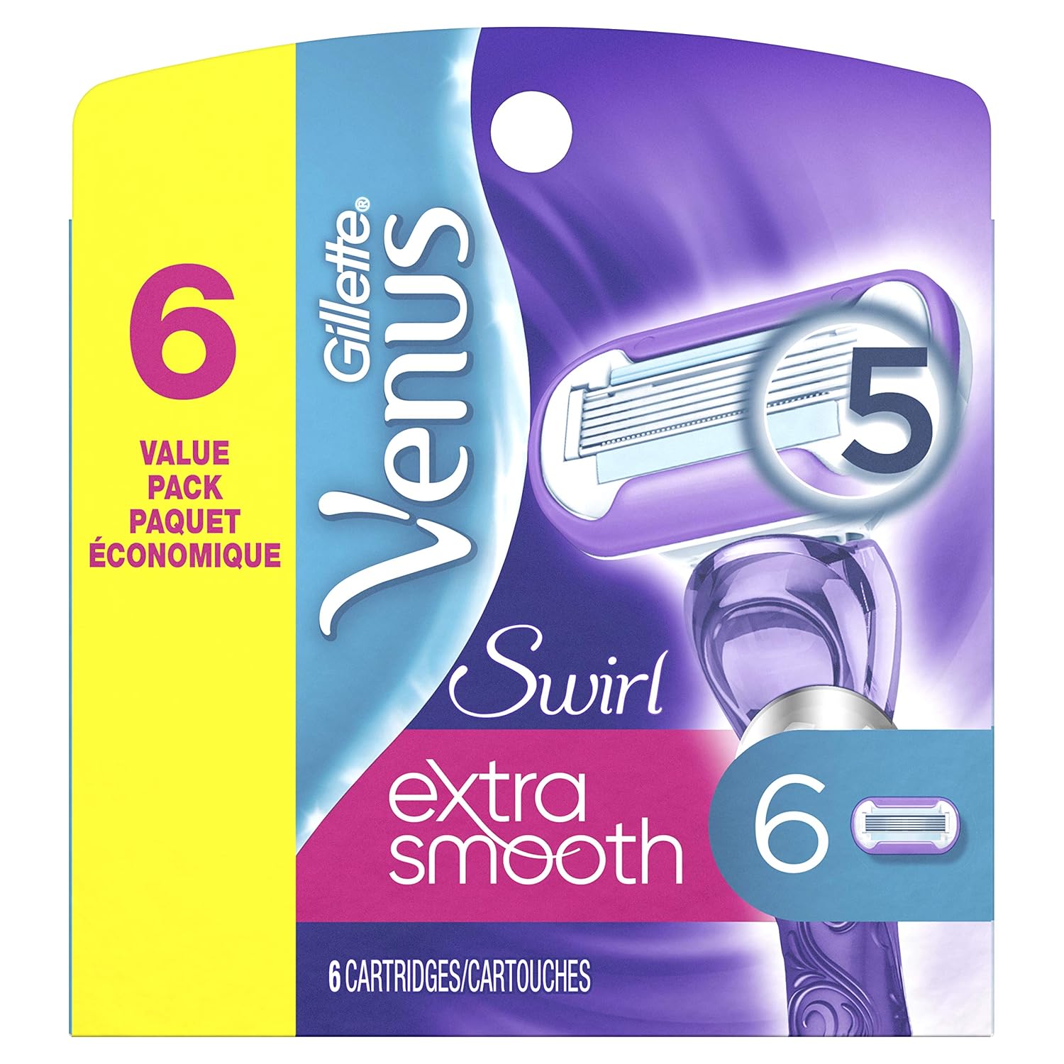 Gillette Venus Extra Smooth Swirl Women's Razor Blade Refills, 6 Count