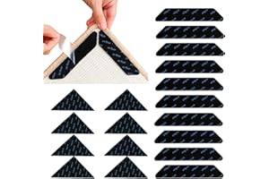 18 Pcs Rug Gripper, 2 Shapes Black Non Slip Rug Grip Carpet Sticker Underlay, Reusable Carpet Pad Non-Slip Sticker Anti-Curli