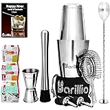 Boston Shaker Cocktail Shaker Set | Professional Bartender Kit with Weighted Martini Mixer, Hawthorne Strainer, Jigger, Mojit