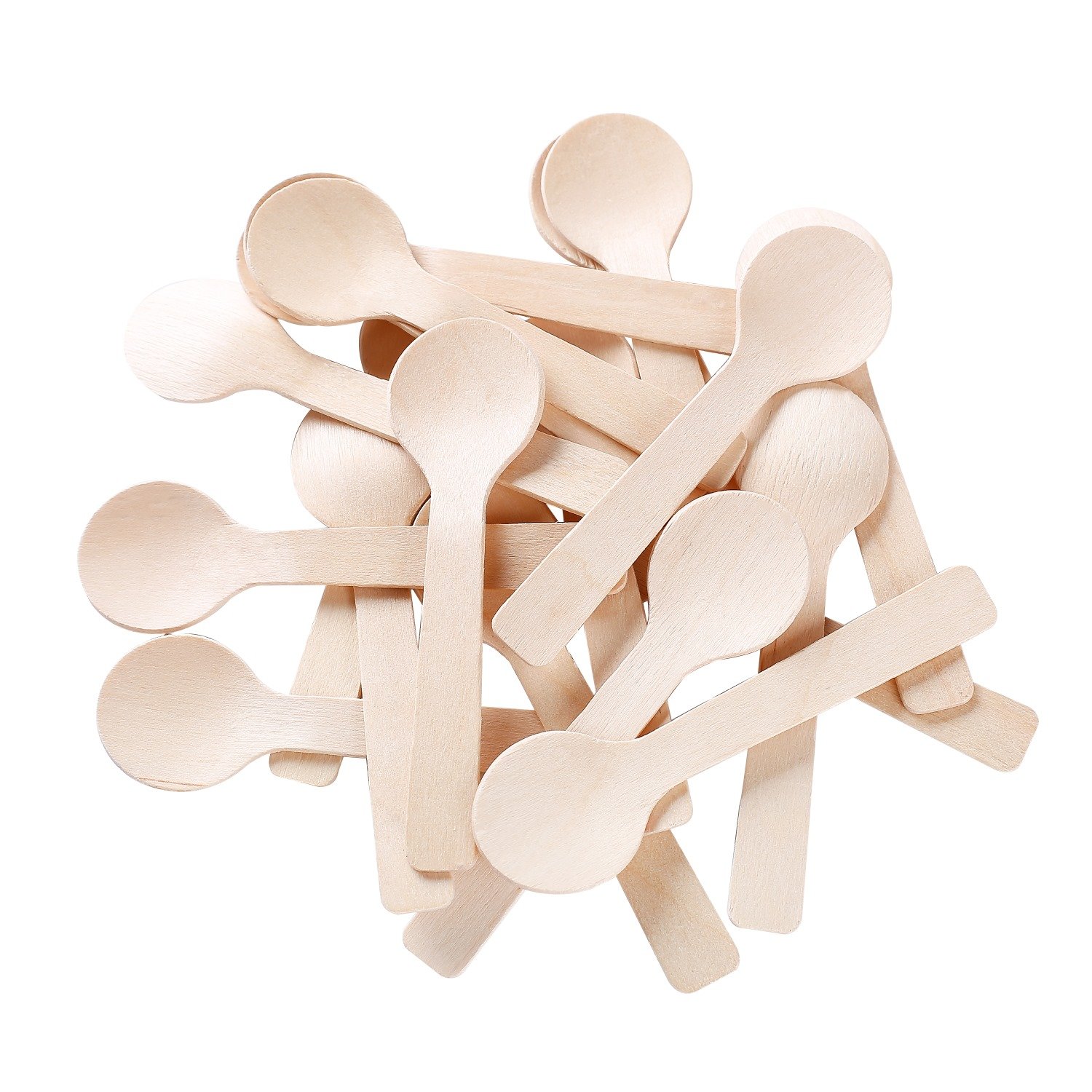 Gmark Eco-Friendly 4" Mini Wooden Spoons 200 ct, Biodegradable Compostable Birchwood (200pcs/bag) GM1042