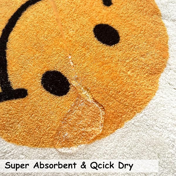 FOMAILE BATHROOM RUGS CUTE BATH MAT SUNFLOWER MAT HAPPY FACE RUG STRONG WATER ABSORPTION BATH RUG SUPER ABSORBENT AND FLUFFY MAT MACHINE WASHABLE BAHTUB MATS FOR SHOWER, TUB, BEDROOM 31.5IN