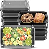 Geisoun 28oz Meal Prep Containers [50-Pack], Reusable Bento Box with Easy-Snap Leakproof Lids - Microwave, Dishwasher & Freezer Safe Food Storage, BPA-Free Plastic Lunch Containers (Black)