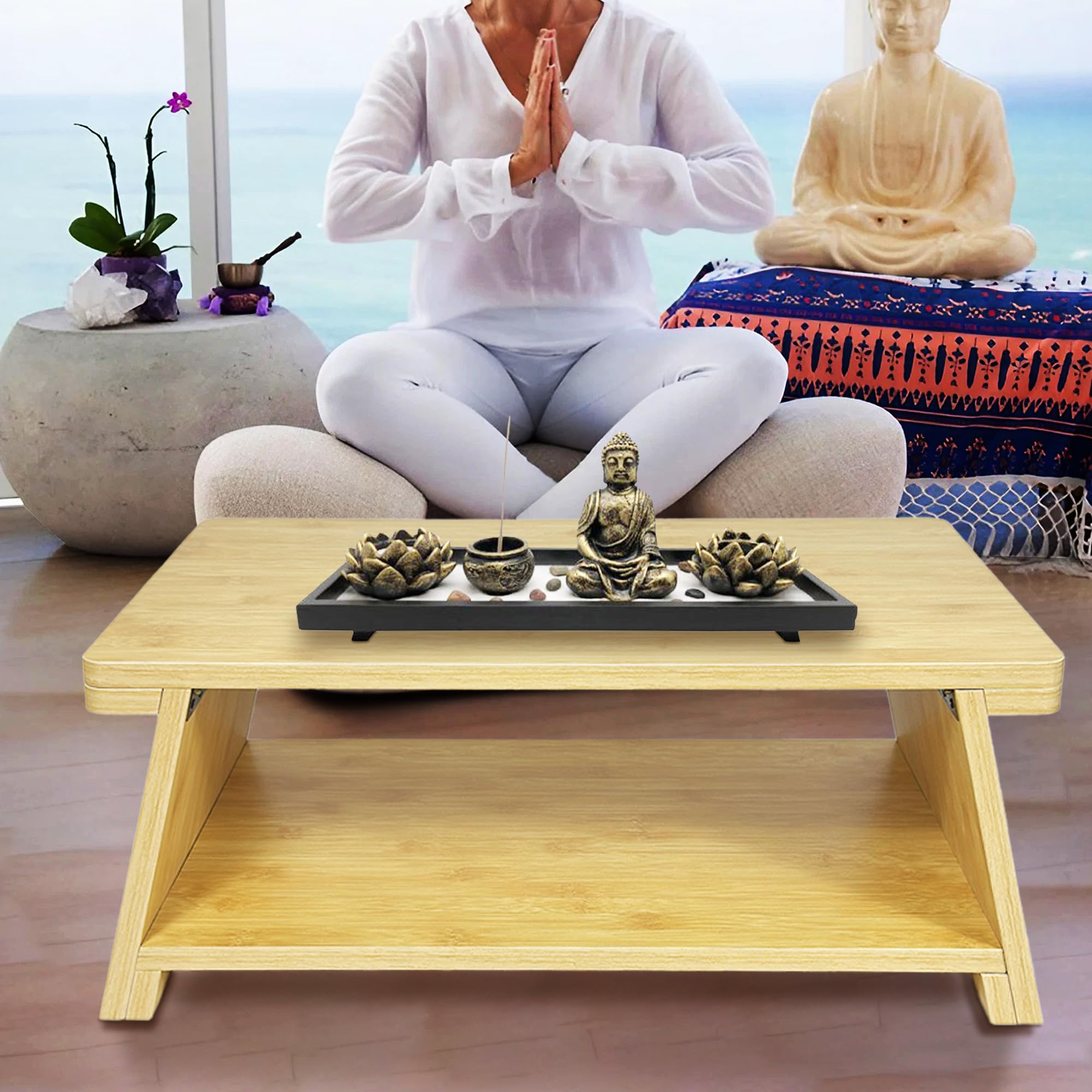 Koretech Floor Table, Altar Table Paulownia Folding Design, Low ...