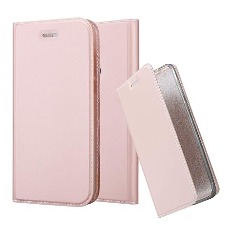 Cadorabo Hülle für Honor 8 - Hülle in ROSÉ Gold – Handyhülle mit Standfunktion und Kartenfach im Metallic Look - Case Cover S