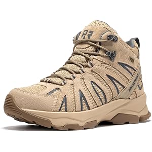 ROCKROOSTER Bedrock - Men’s Waterproof Hiking Boots, Lightweight Mid Ankle Trail Boots with Microfiber Upper, Rubber Outsole