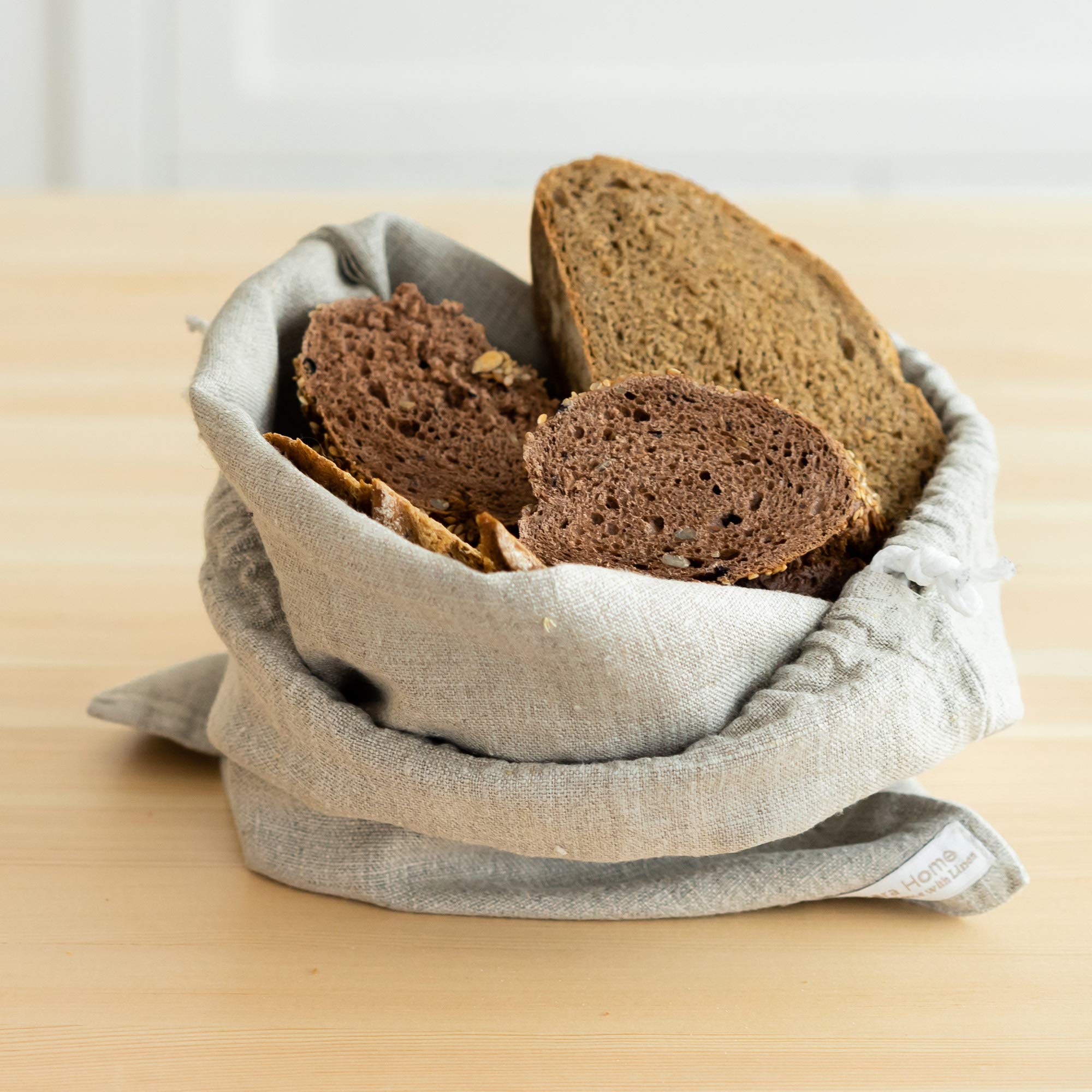 Varvara Home 3 Linen Bread Bags, Linen Bag for Bread, Bread Bag, Linen Bag for Bread, 30 x 40 cm (Pack of 3, Natural)