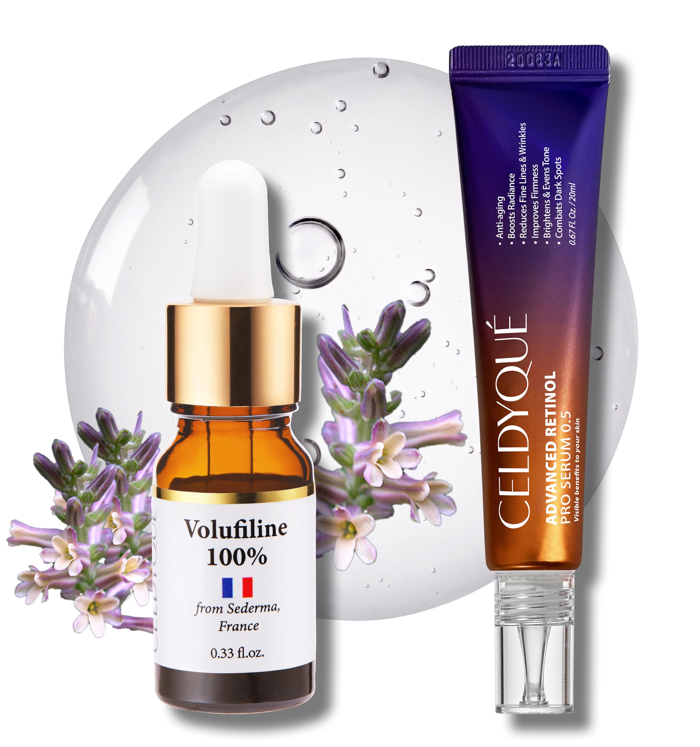 Photo 1 of 100% Pure Volufiline Concentrate & Advanced Retinol Pro Serum 0.5 - Firming Anti-Wrinkle and Radiance-Boosting w/Centella Asiatica Niacinamide Hyaluronic Acid for Mature Skin Korean Skincare