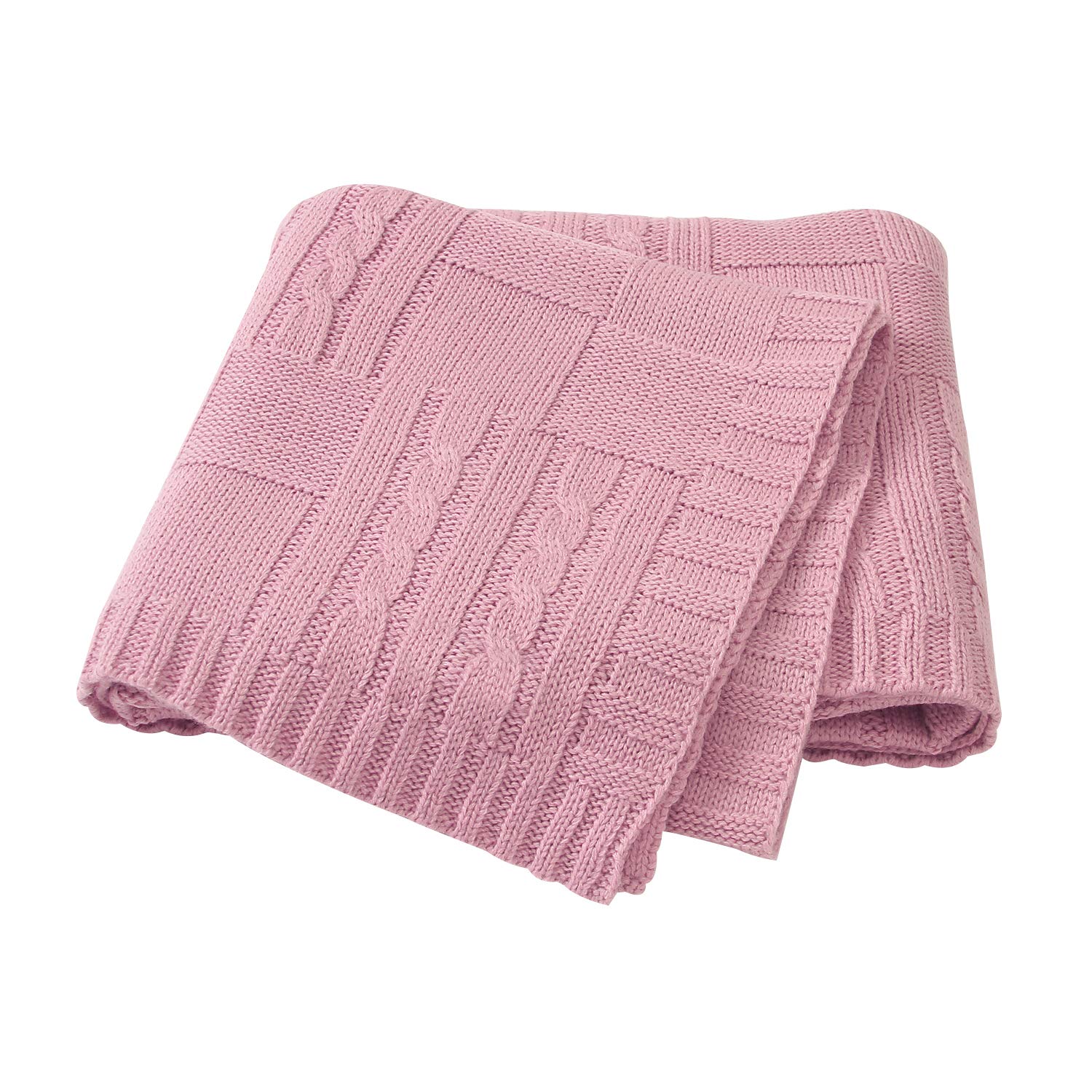 Ziyunlong Baby Blanket Knit Soft Lightweight Blanket Cozy Cable Warm Blanket for Newborn Baby Pink 80 x 100cm