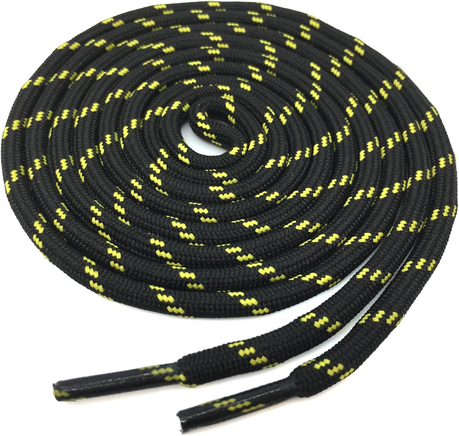 YFINE 47.24"Inch Black Yellow Round Outdoor Climbing Basketball Shoe Laces Athletic Shoelaces(2