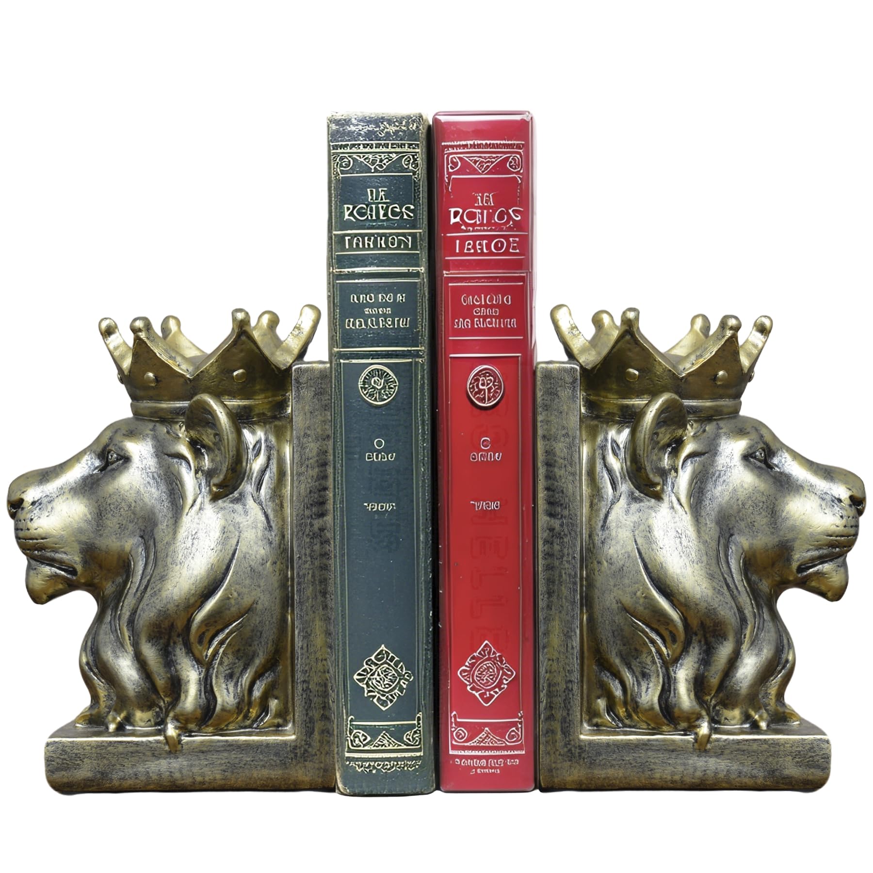 Photo 1 of Kakizzy Vintage Gold Lion Book Ends,Animal Decorative Bookends,Resin Book Holder,Luxurious Book Ends for Shelves Rooms Office Home Decor,Unique Book Lover Gift(Gold Lion)