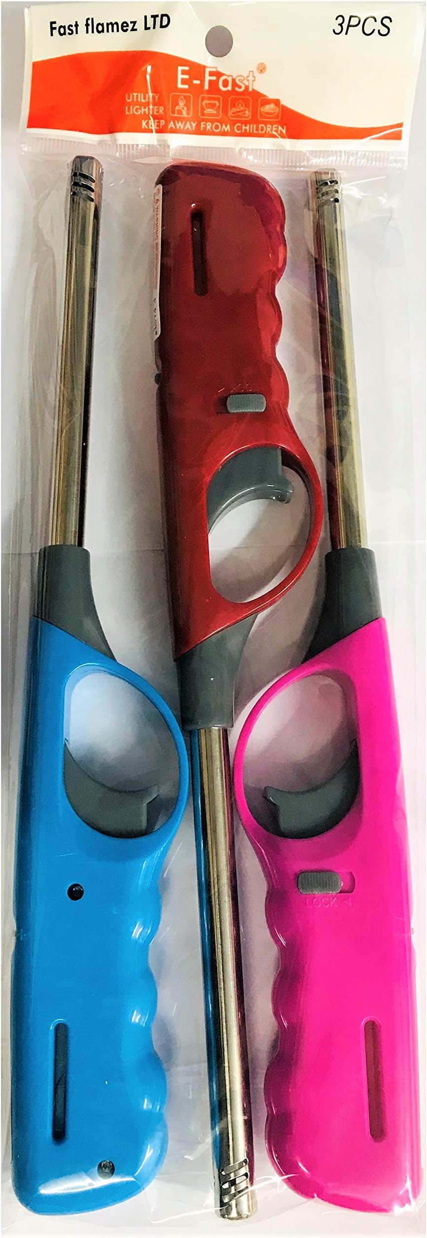 Toof Pack of 4 Refillable BBQ Kitchen Lighter Oven Cooking Barbecue Coal Stove Child Safety Lock 27CM Long