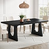Tribesigns Large Dining Table for 6-8 People, 70.9-Inch Wood Rustic Rectangular Table with Black Wooden Legs, Farmhouse Center Kitchen Table for Dining Room, Living Room, Home Furniture, Black