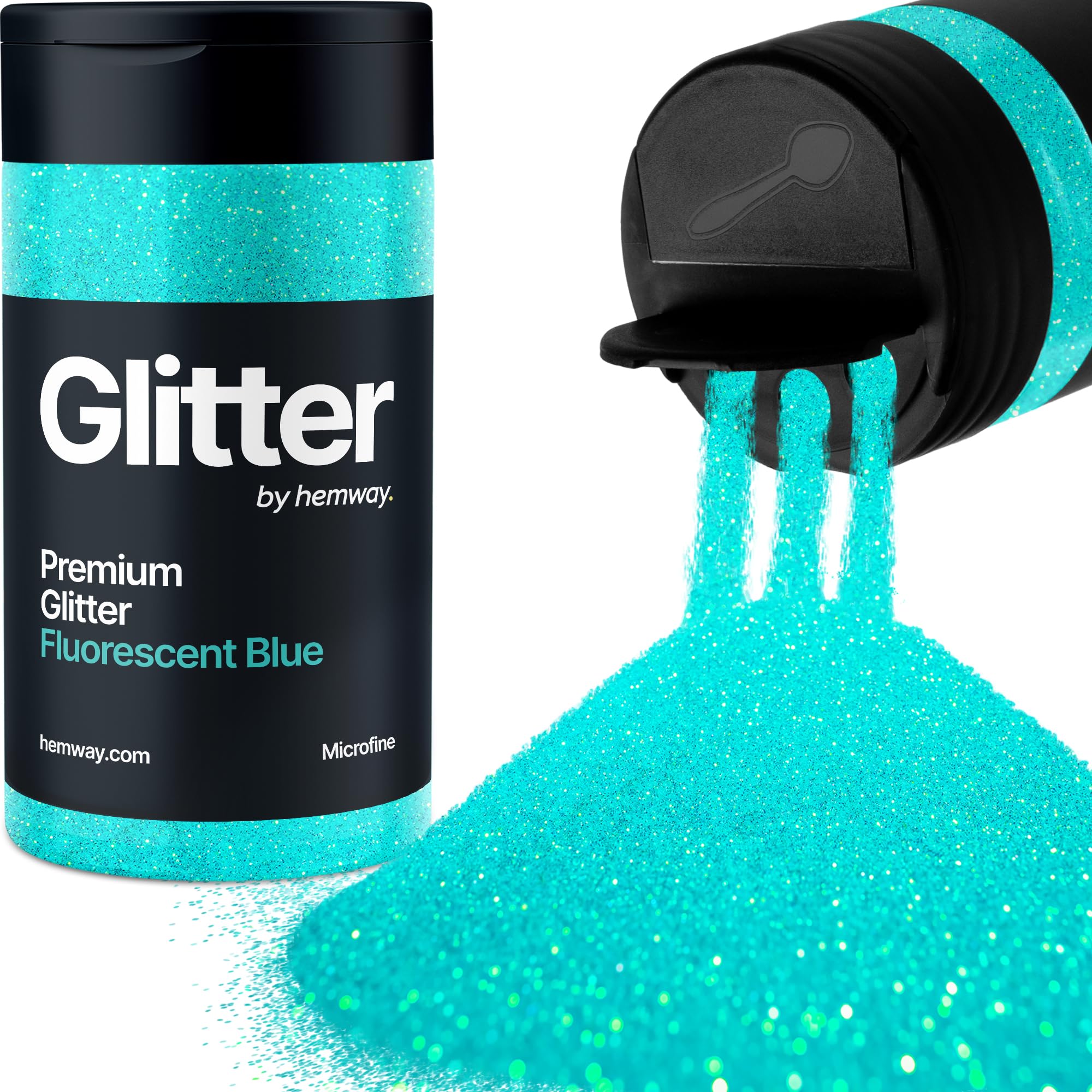 Fluorescent Blue Glitter Shaker, 130g Microfine Glitter, Crafts 1/256" Metallic Flake Blue Sequins, Resin & Epoxy Crafts, Decorating, Halloween, Christmas Nail, Face, Hemway