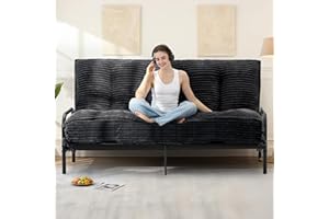 NLDD 10" Futon Mattress Full Size, Ultra Thick Futons Sofa Couch Bed Sleeper Sofa Bed, Versatile Floor Futons Japanese Floor Mattress for Adults, Black (Frame Not Included)