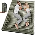 Elegear Double Sleeping Pad for Camping, 4" Ultra-Thick Self Inflating Camping Pad 2 Person with Pillow Built-in Foot Pump, Portable Camping Sleeping Mat for Backpacking, Hiking, Tent(Army Green Full)