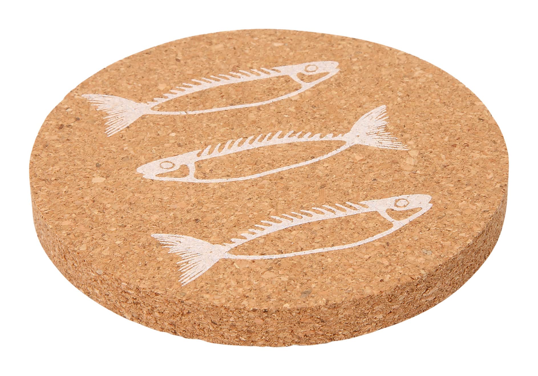 Dexam Cork Drinks Coaster, Fish print, set of 4
