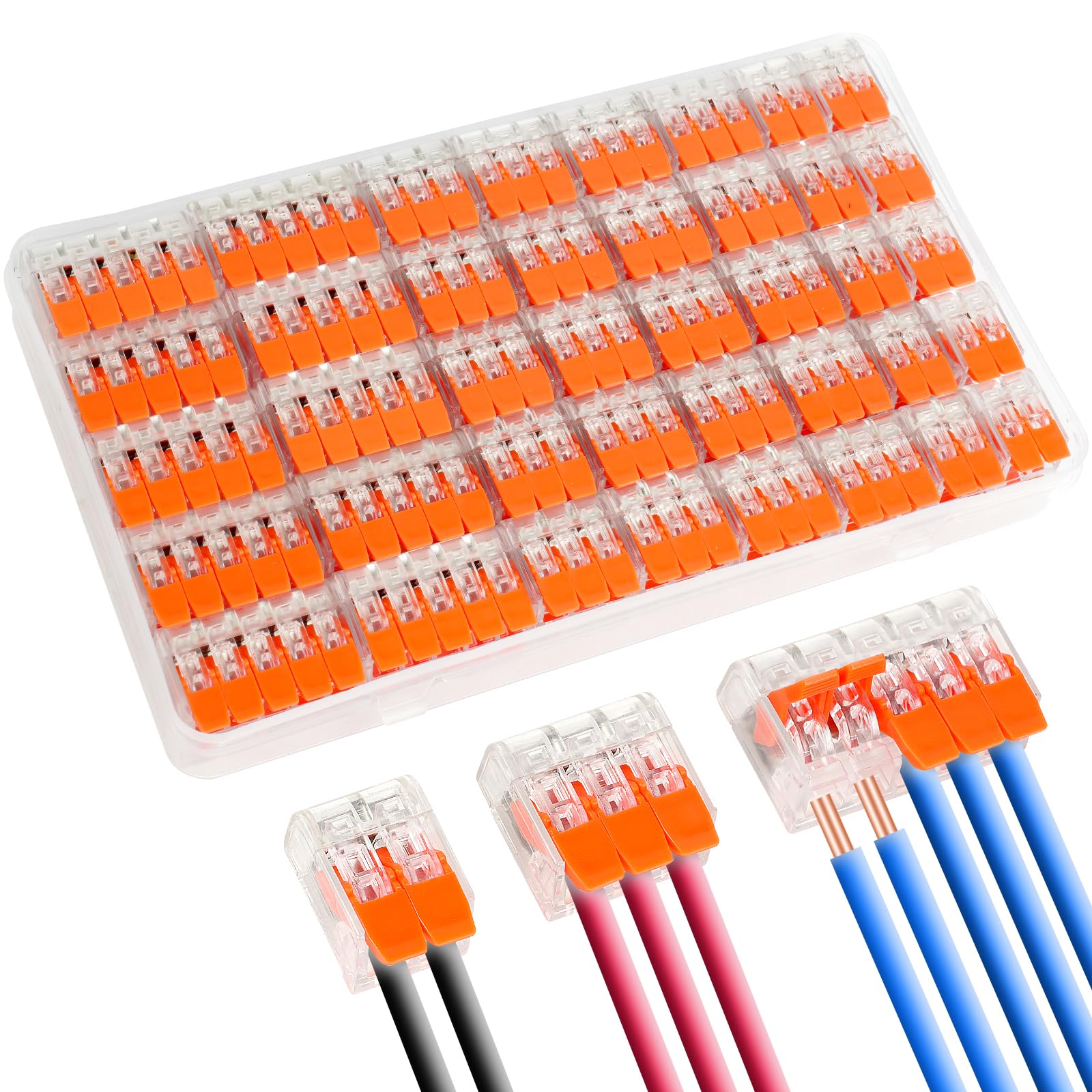 Flintronic 55pcs Lever-Nut Wire Connectors, 2/3/5-port Compact Electrical Connectors, Cable Connectors, Compact Splicing Connectors for Circuit Inline, Terminals Blocks, Flame Retardant PA/PC