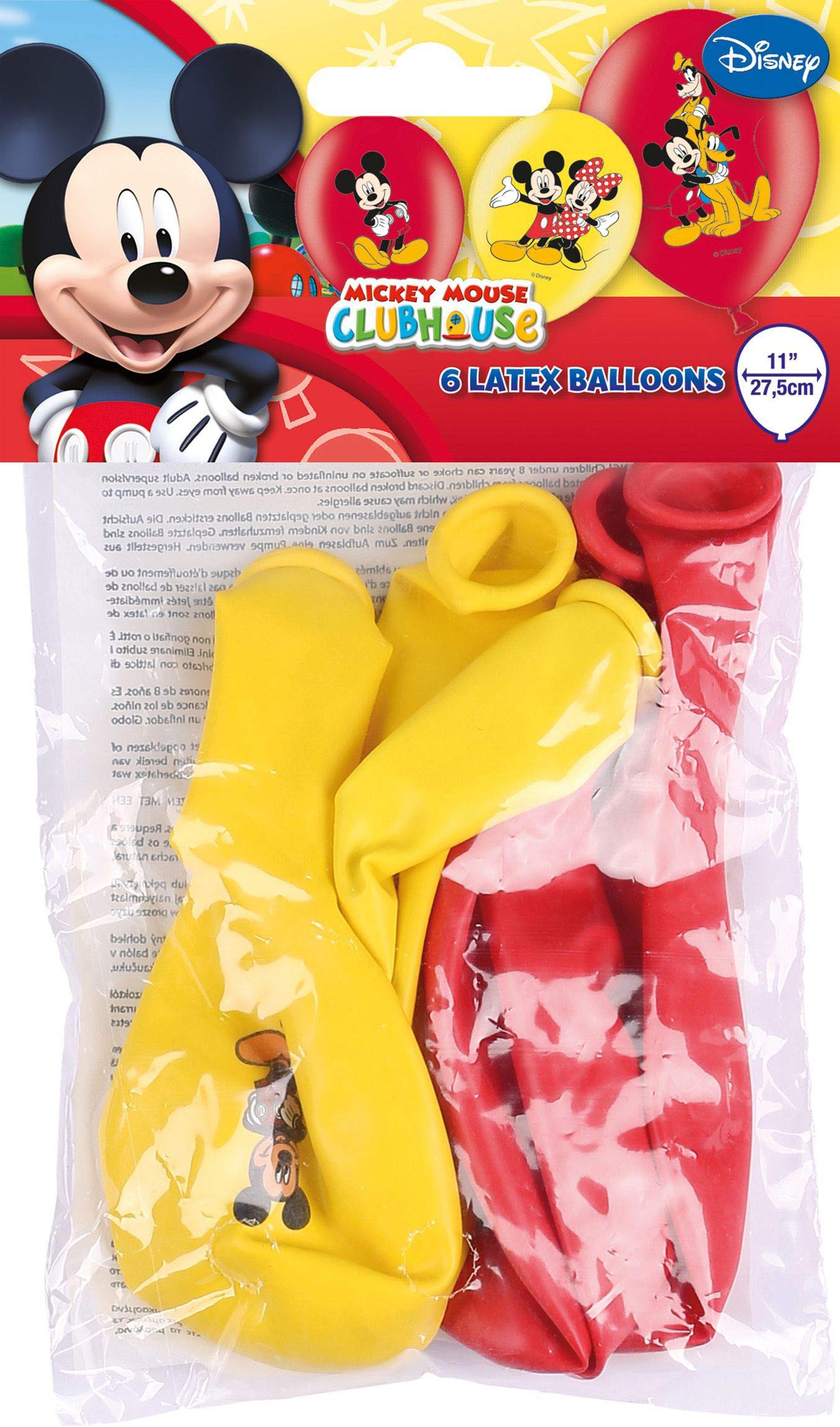TIFANY Amscan 999240 Latex Mickey Mouse Balloons, Pack of 6 Balloons