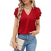 Blooming Jelly Womens Dressy Casual Shirts Short Sleeve V Neck Work Blouse Business Casual Summer Tops 2026