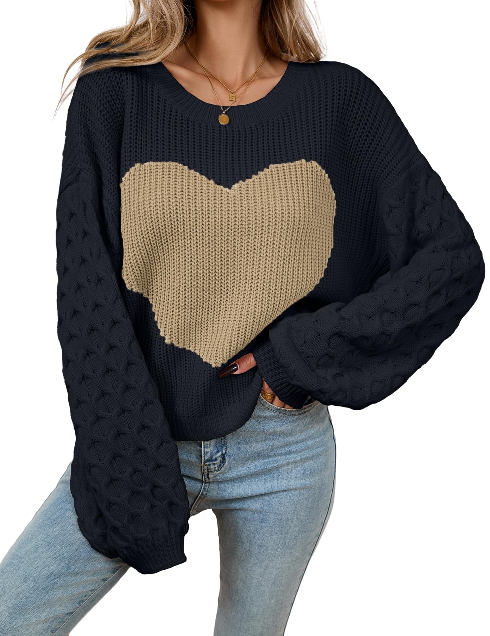 Women's Fall Sweater - Oversized Pullover With Floral Print, Long Sleeve Crewneck - Soft Knitted Top For 2025 Trends