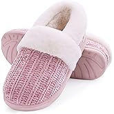 Evshine Women's Fuzzy Memory Foam Slippers, Closed Back Knit Bedroom Slippers, Slip-On Warm House Shoes for Indoor & Outdoor Comfort