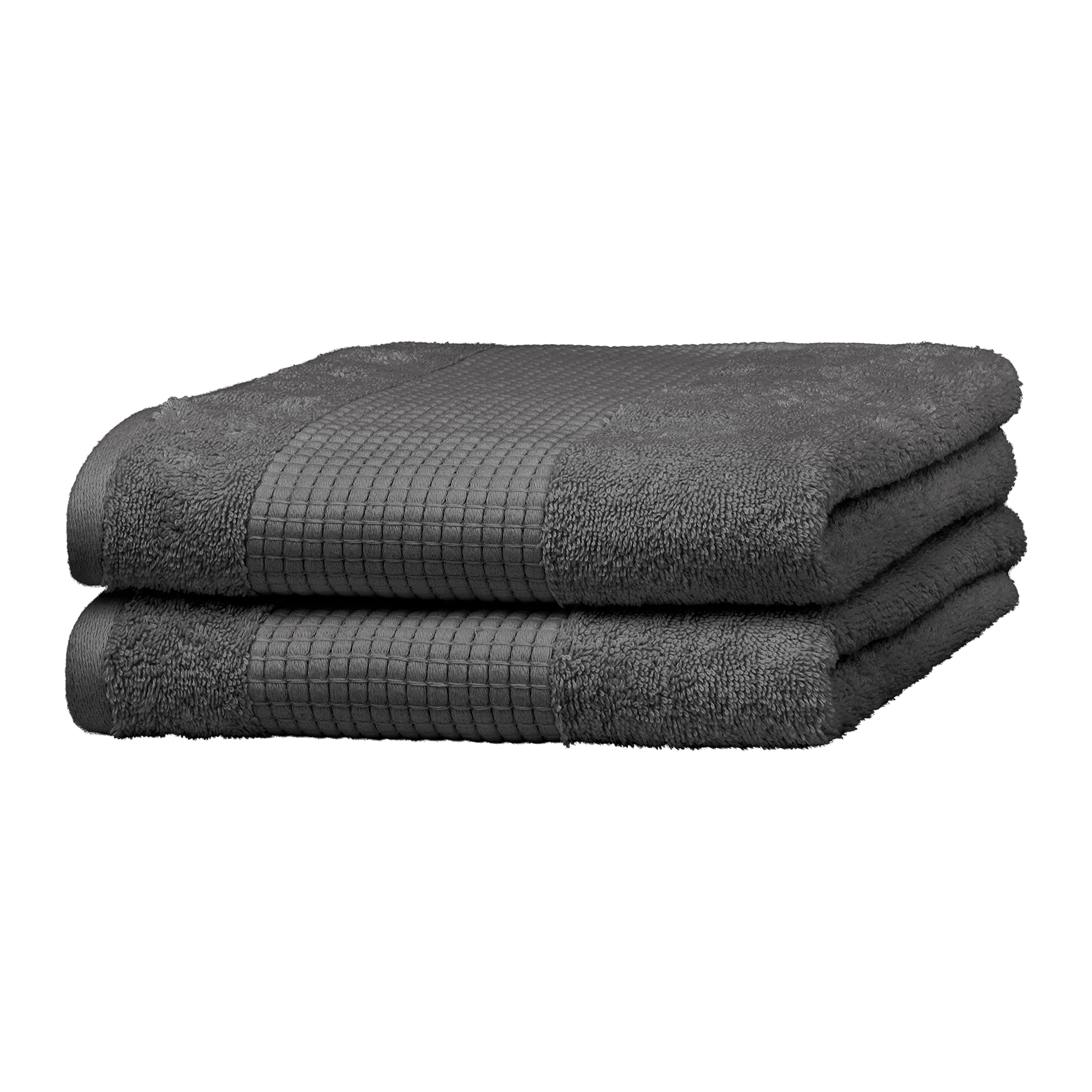 Merana Rome Hand Towel Set, Absorbent, Soft and Lint-, Terry Towel in Luxury Quality, Made of Heavy Organic Cotton, 590 GSM (Shark Grey, 2 x Hand Towels (50 x 100 cm)