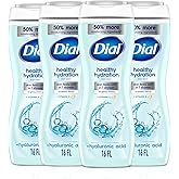 Dial Body Wash, Healthy Hydration, Hyaluronic Acid + Vitamin E, 16 fl oz (Pack of 4), Gentle, Leaves Skin Feeling Soft In 1 Shower, Dermatologist-Tested, No Parabens & Silicones