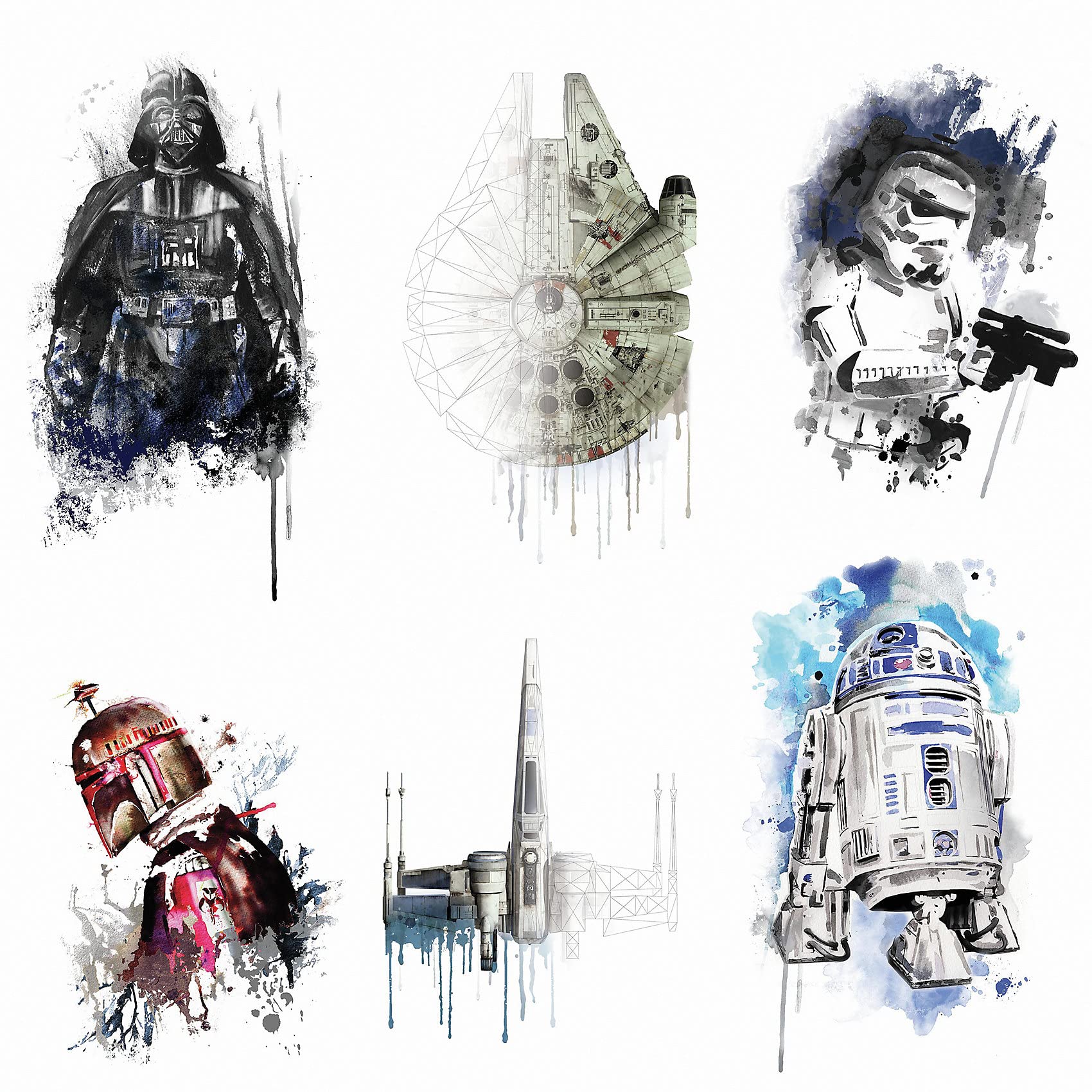 RoomMates Star Wars Iconic Watercolor Peel and Stick Wall Decals