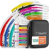 Tribe RN 108 Nursing Reference Cards - Waterproof Clinical Pocket Guide: Lab Values, Meds, EKG &amp; Assessment - Hard Zip Case - Nursing School Essentials for Students &amp; New Grad RNs - Nurse Gift