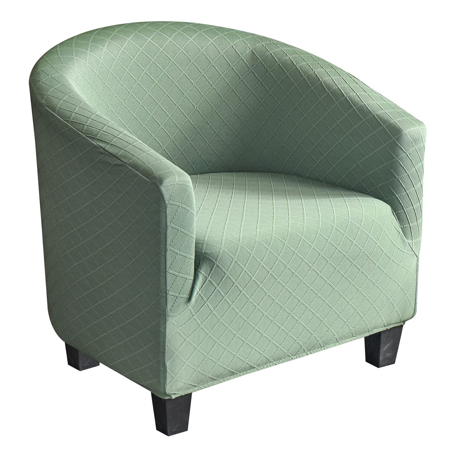 Mingfuxin Tub Chair Cover, Stretch Club Chair Slipcovers Polyester Spandex Jacquard Round Barrel Armchair Sofa Covers Slipcovers Protector for Dining Living Room(Solid-Dark Green, Polyester Spandex)