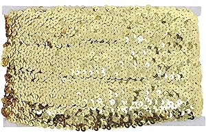 levylisa Gold Sequin Trim Glitter Stretch Paillette Lace Applique Bling Bling for Dress Embellish Headband 10 Yards