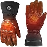 KEMIMOTO Heated Motorcycle Gloves for Men with Hard Protective Shields, Carbon Nanotube Heating Gloves, 7.4V 3000mAh Rechargeable Battery, Waterproof, Windproof, Touchscreen Compatible