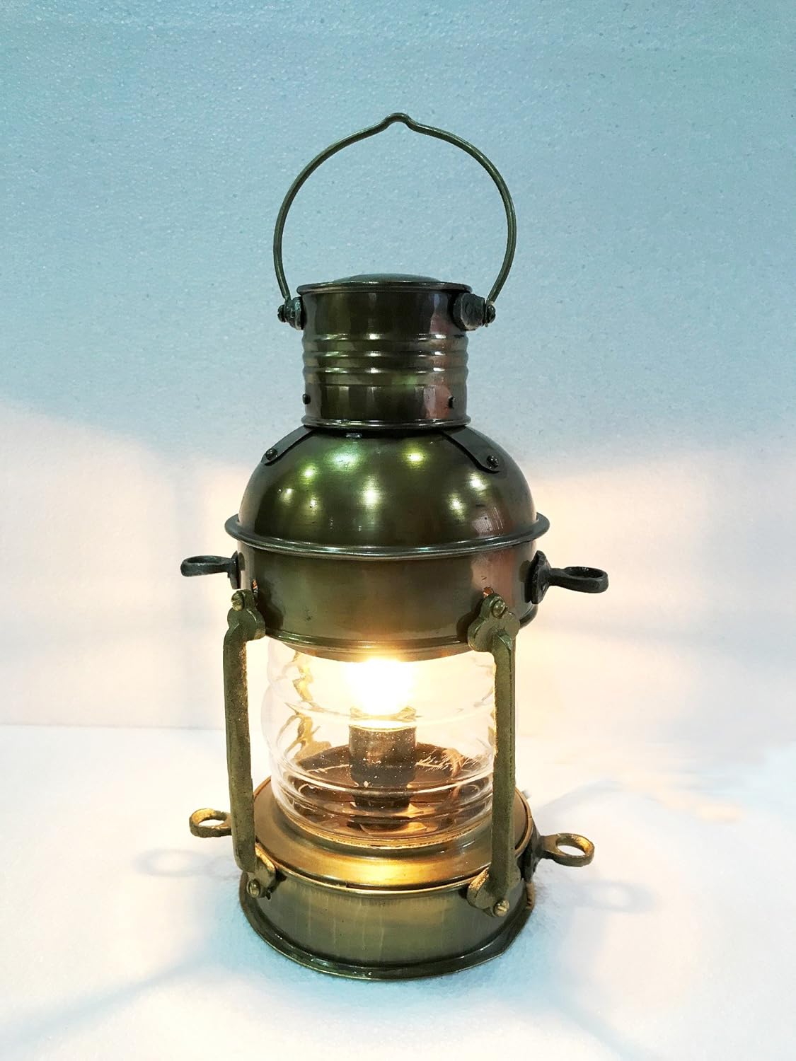 Vintage Brass Electric Lamp Maritime Ship Lantern Boat Light Decorative