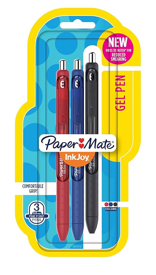 Paper Mate Inkjoy Bolígrafos de gel, Fine Point, 3 pack, Punta fina