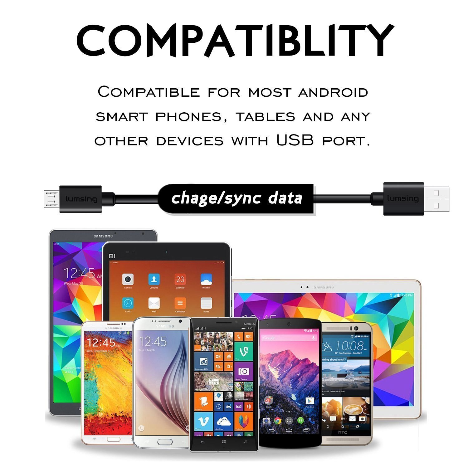 Lumsing 6 porte 60W Desktop Caricatore USB di ricarica adattatore con controllo intelligente per Samsung, iPhone, iPad, Apple, Smartphone e Tablets ecc. Nero