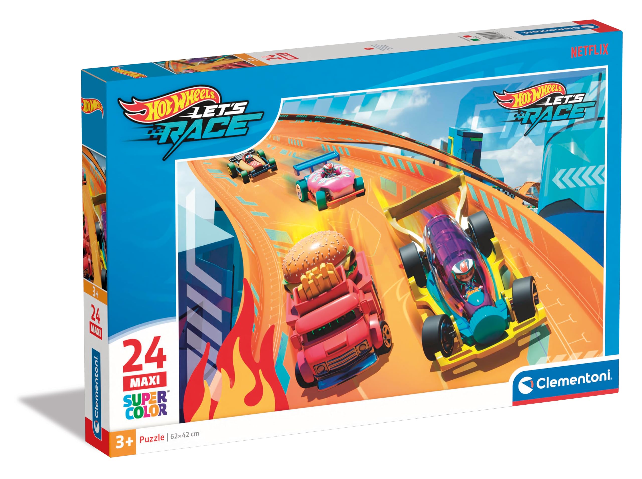 Clementoni Hotwheels 24 Maxi Pieces - Supercolor Puzzle For Children 3-5 Years, Cartoon Cars, 1 Jigsaws Puzzle, Made In Italy, 28523