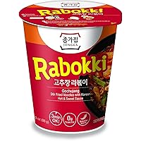 Jongga Rabokki with Gochujang Sauce Stir Fried Noodles (Ramen) with Korean Hot and Sweet Sauce (6 Pack)
