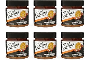 COLLINS CHICAGO Collins Candied Fruit Orange Peel Twist in Syrup - Popular Cocktail Garnish for Skinny Margarita, Martini, Mojito, Old Fashioned Drinks, Peel for Baking, 10.9oz, Set of 6