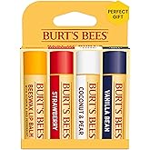 Burt's Bees Lip Balm, Beeswax, Strawberry, Coconut and Pear, and Vanilla Bean Pack, With Responsibly Sourced Beeswax, Tint-Free, Natural Lip Treatment, 4 Tubes, 0.15 oz.