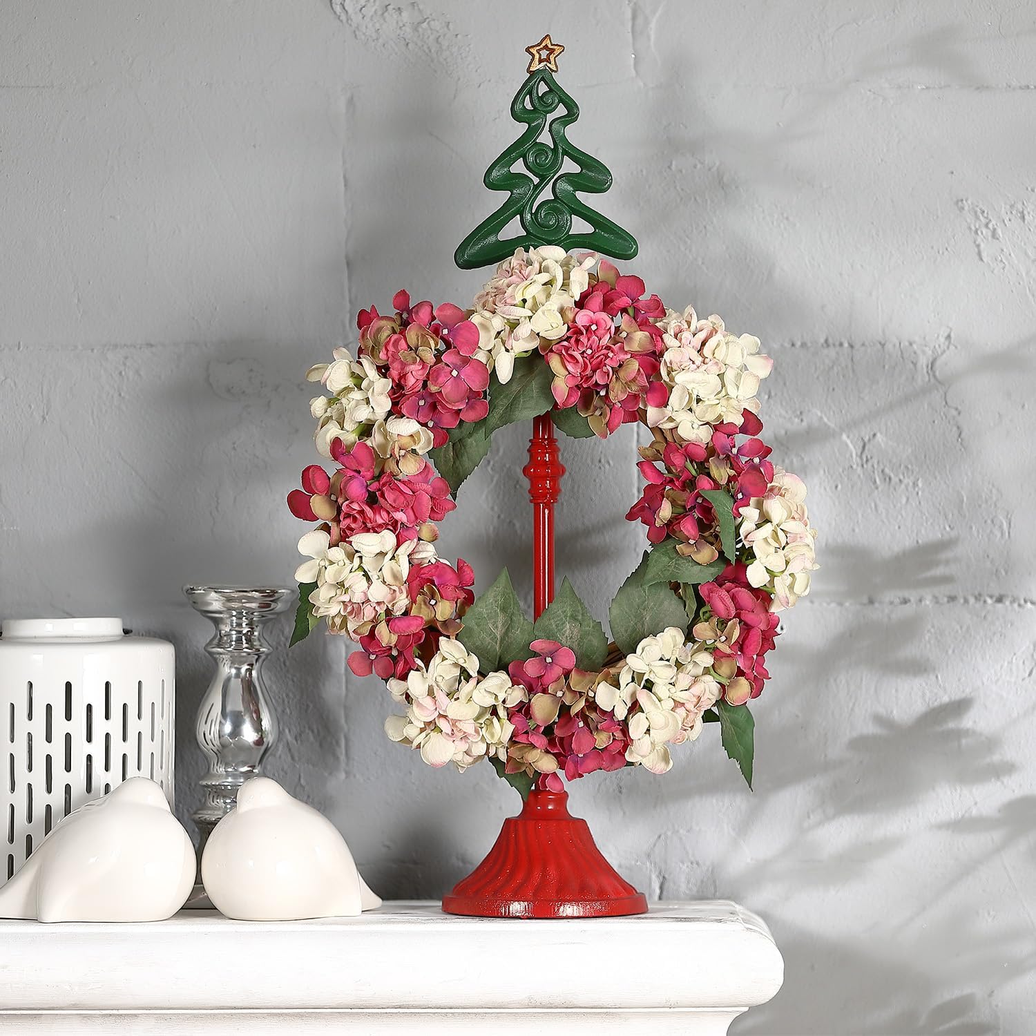 Wreath Hangers - AINISIS Christmas Tree Spiral Wreath Stand for Display Tabletop,Adjustable Metal Wreath Holder Stand for Display Floor/Fireplace/Hearth,General Wreath Hanger Handbag Purse Stands for Decorative