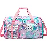 Cute Cat Kids Overnight Bag Girls Duffle Bags for Kids Dance Bag Sleepover Aesthetic Weekender Travel Bags for Girls with Shoe Compartment