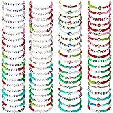 80 Pcs Christmas Bracelet Set Heishi Bracelet Colorful Clay Bead Friendship Bracelets Set Adjustable Stretch Bracelets Stackable Clay Disc Preppy Bracelets for Xmas Gift Holiday Party