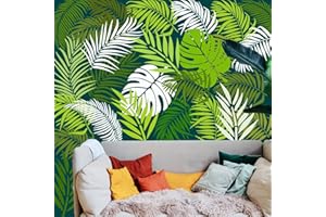 LEYHOONEY 5 Large Leaf Stencils - 12 x 16 Inch, Reusable Palm & Fern Leaf Stencils for Painting on Walls, Furniture, Canvas, Wood, Home Wall Decor & DIY Art Crafts